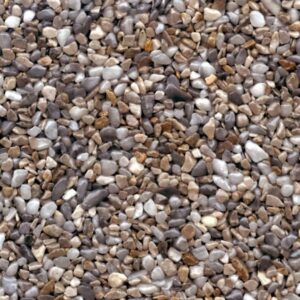 Home 13 Nahaufnahme einer Bodenbeschichtung mit Steinteppich in Naturtönen.